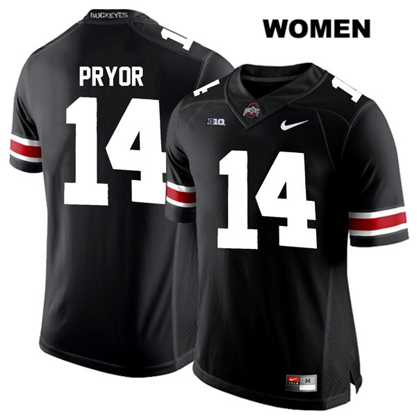 Ohio State Buckeyes Women's Isaiah Pryor #14 White Number Black Authentic Nike College NCAA Stitched Football Jersey RI19W46XF